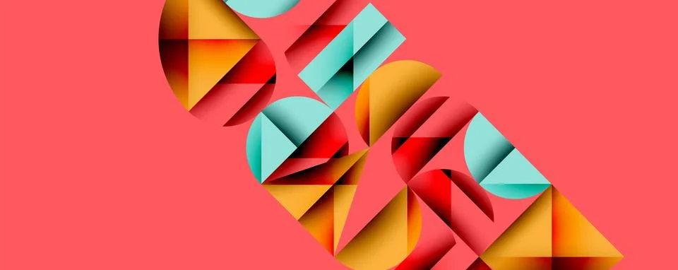 Minimal geometric abstract background. Circle square and triangle design イラスト素材