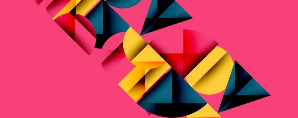Minimal geometric abstract background. Circle square and triangle design Illustrazione stock
