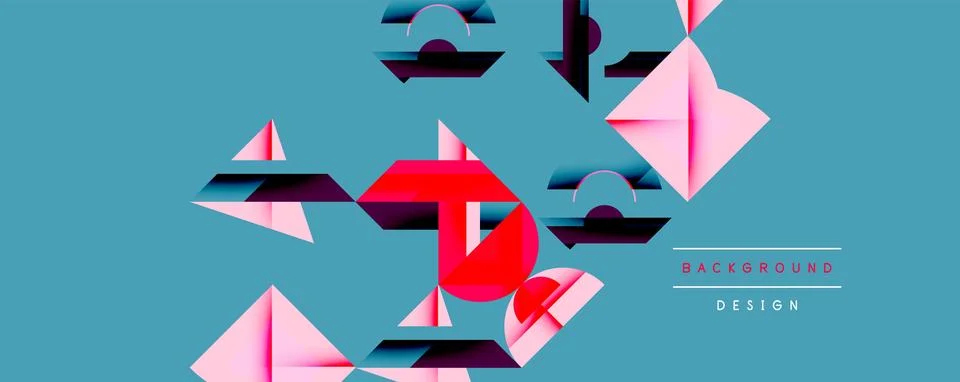 Minimal geometric abstract background. Circle square and triangle design Illustrazione stock
