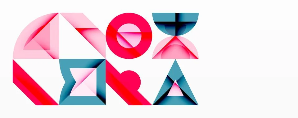 Minimal geometric abstract background. Circle square and triangle design Stock Illustration