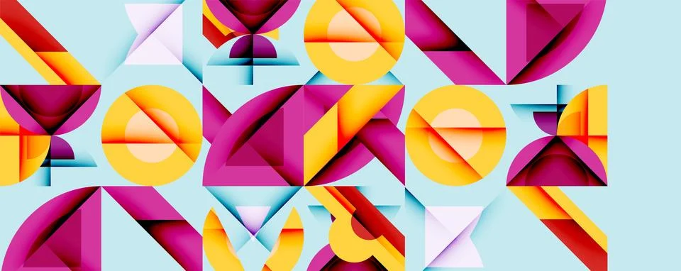 Minimal geometric abstract background. Circle square and triangle design Illustrazione stock