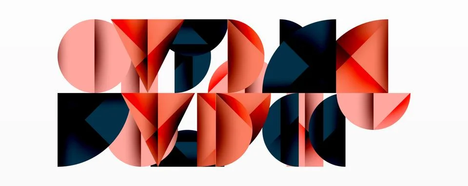 Minimal geometric abstract background. Circle square and triangle design Illustrazione stock