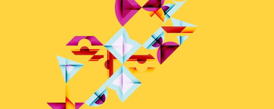 Minimal geometric abstract background. Circle square and triangle design Illustrazione stock