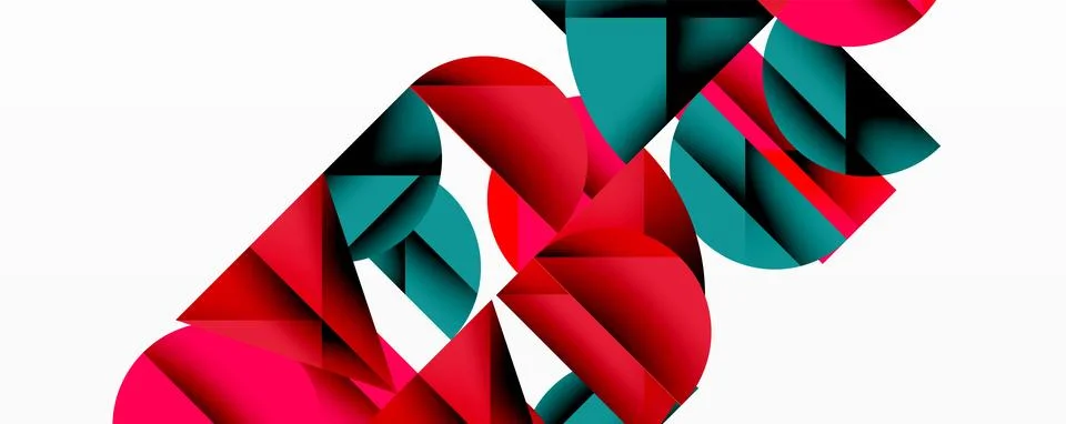 Minimal geometric abstract background. Circle square and triangle design Stock Illustration