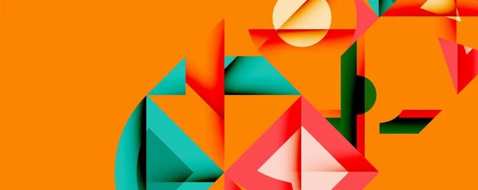 Minimal geometric abstract background. Circle square and triangle design Illustrazione stock