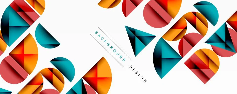 Minimal geometric abstract background. Circle square and triangle design Illustrazione stock