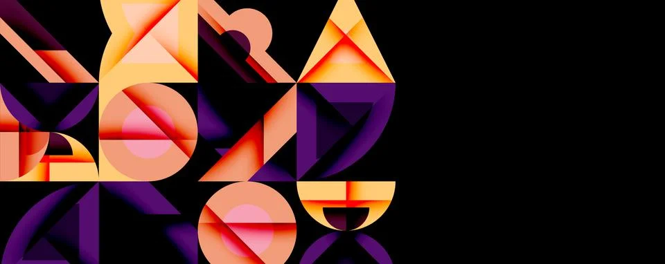 Minimal geometric abstract background. Circle square and triangle design Illustrazione stock