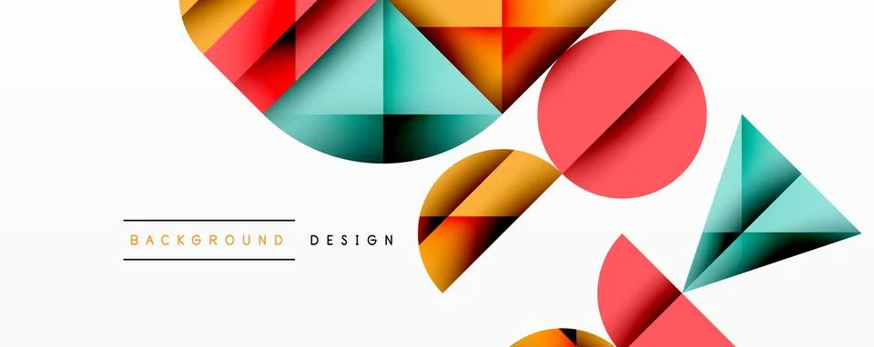 Minimal geometric abstract background. Circle square and triangle design Stock Illustration