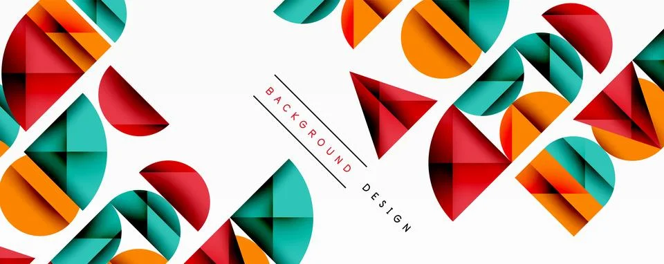 Minimal geometric abstract background. Circle square and triangle design Stock Illustration