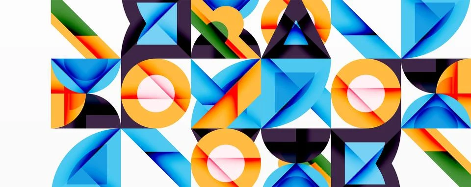 Minimal geometric abstract background. Circle square and triangle design Stock Illustration