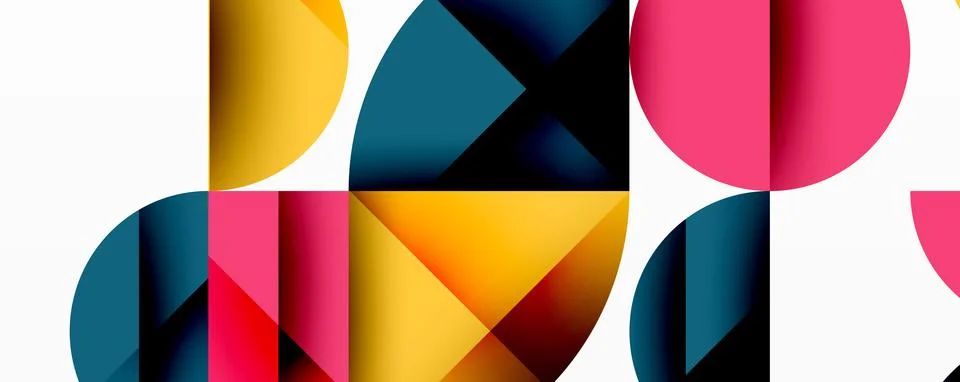 Minimal geometric abstract background. Circle square and triangle design Stock Illustration