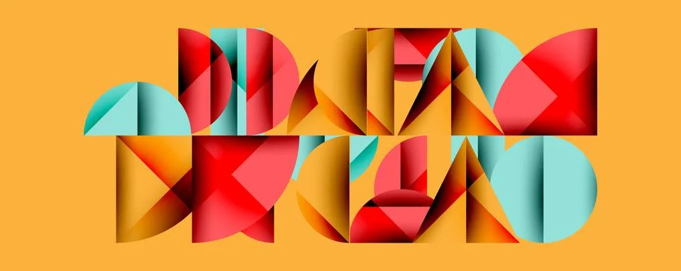 Minimal geometric abstract background. Circle square and triangle design Stock Illustration