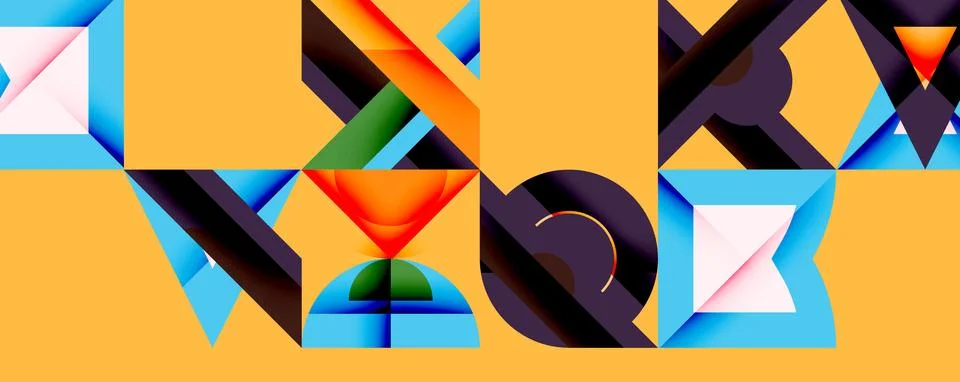 Minimal geometric abstract background. Circle square and triangle design Illustrazione stock