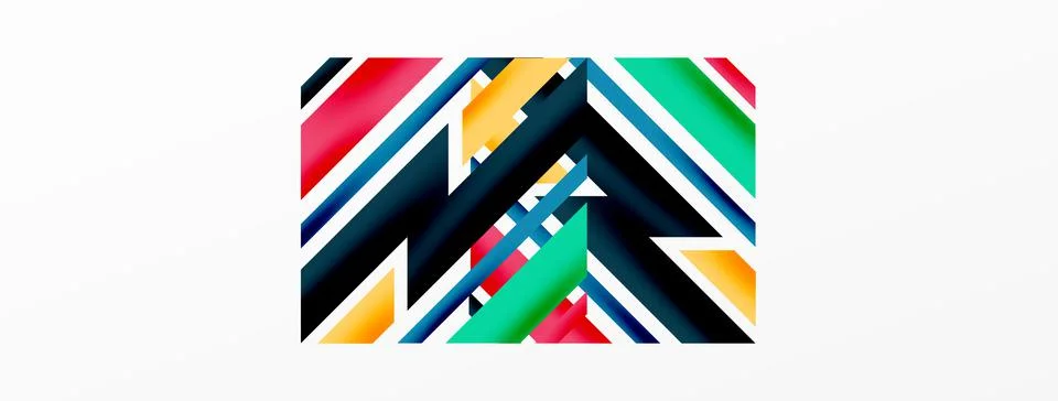 Minimal geometric abstract background. Dynamic 3d lines composition. Trendy Illustrazione stock