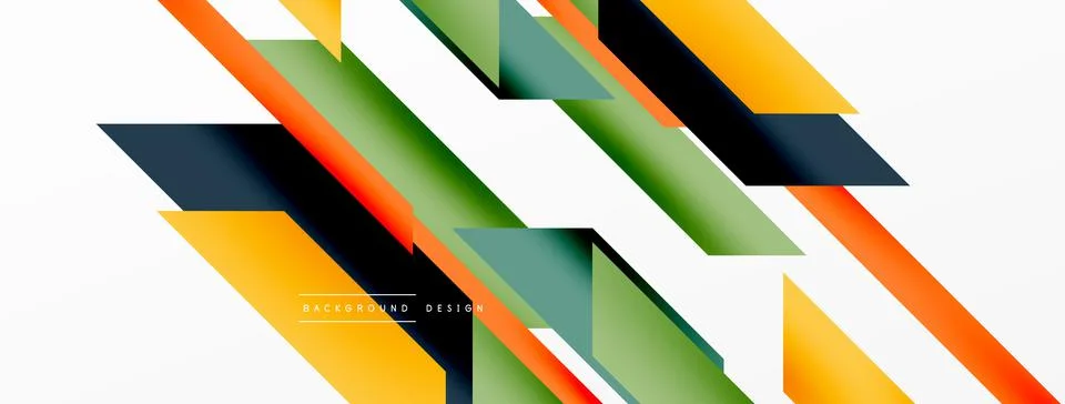 Minimal geometric abstract background. Dynamic 3d lines composition. Trendy Illustrazione stock
