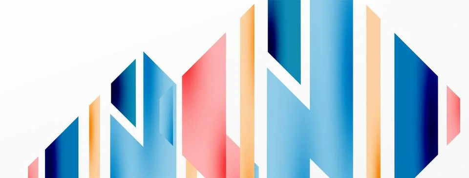 Minimal geometric abstract background. Dynamic 3d lines composition. Trendy Illustrazione stock