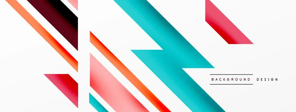 Minimal geometric abstract background. Dynamic 3d lines composition. Trendy Stock Illustration