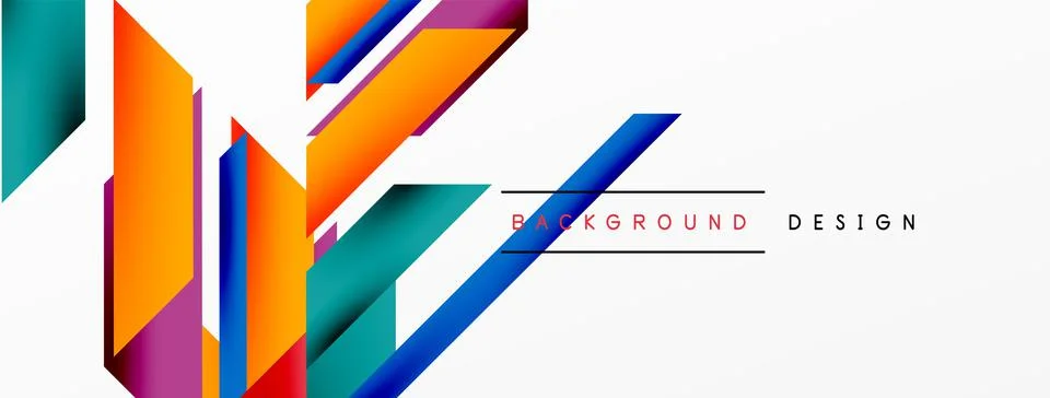 Minimal geometric abstract background. Dynamic 3d lines composition. Trendy Stock Illustration