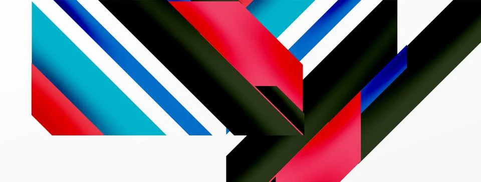 Minimal geometric abstract background. Dynamic 3d lines composition. Trendy Stock Illustration