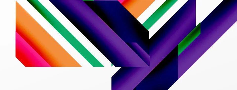 Minimal geometric abstract background. Dynamic 3d lines composition. Trendy Illustrazione stock