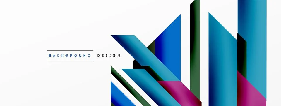 Minimal geometric abstract background. Dynamic 3d lines composition. Trendy Stock Illustration