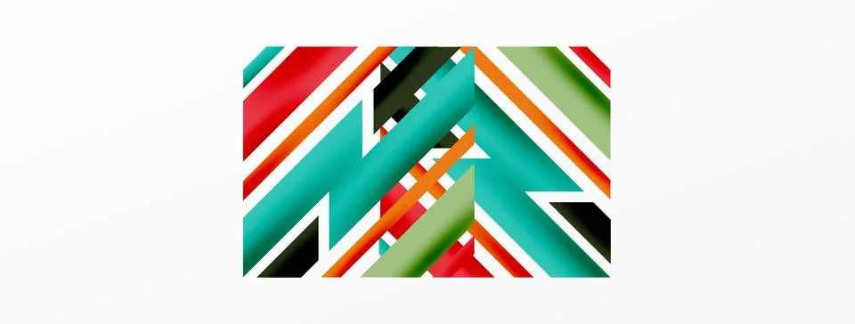Minimal geometric abstract background. Dynamic 3d lines composition. Trendy Stock Illustration