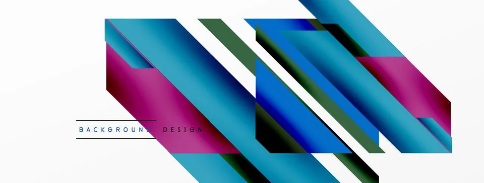 Minimal geometric abstract background. Dynamic 3d lines composition. Trendy Stock Illustration