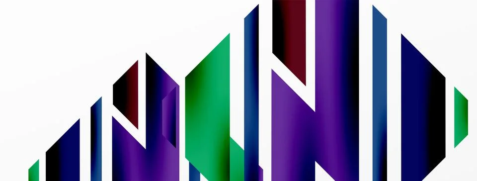 Minimal geometric abstract background. Dynamic 3d lines composition. Trendy Stock Illustration