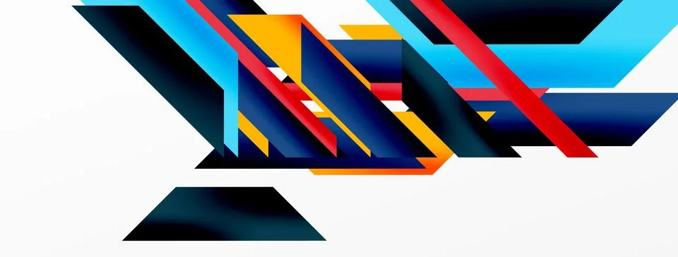 Minimal geometric abstract background. Dynamic 3d lines composition. Trendy Illustrazione stock