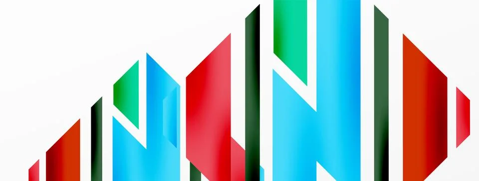 Minimal geometric abstract background. Dynamic 3d lines composition. Trendy Illustrazione stock