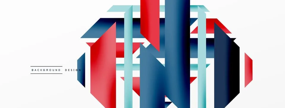 Minimal geometric abstract background. Dynamic 3d lines composition. Trendy Illustrazione stock
