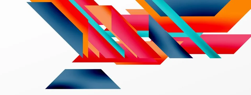 Minimal geometric abstract background. Dynamic 3d lines composition. Trendy Illustrazione stock