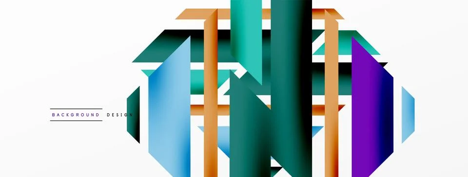 Minimal geometric abstract background. Dynamic 3d lines composition. Trendy Stock Illustration