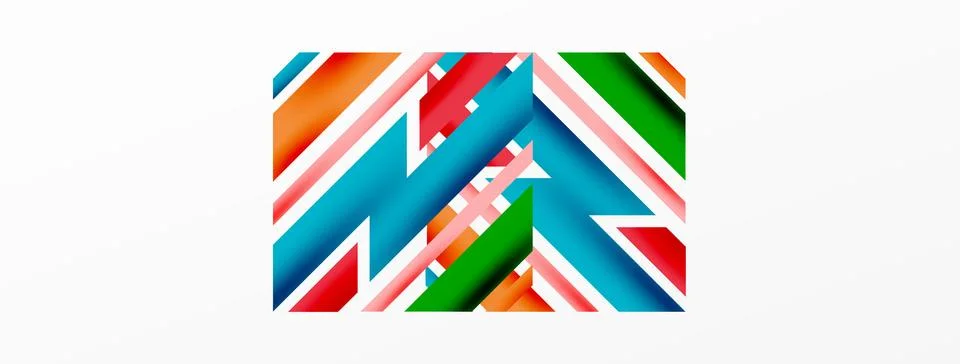 Minimal geometric abstract background. Dynamic 3d lines composition. Trendy Stock Illustration