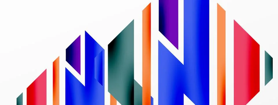 Minimal geometric abstract background. Dynamic 3d lines composition. Trendy Stock Illustration