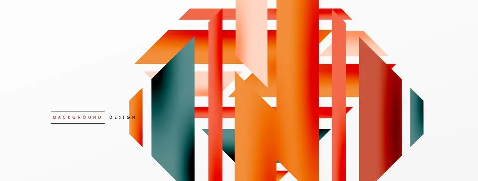 Minimal geometric abstract background. Dynamic 3d lines composition. Trendy Stock Illustration