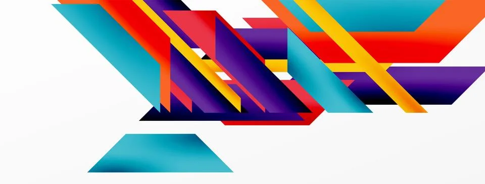Minimal geometric abstract background. Dynamic 3d lines composition. Trendy 스톡 일러스트