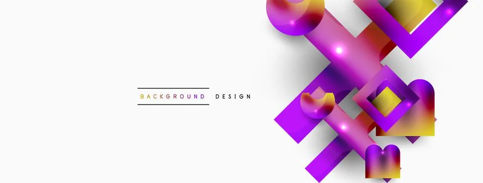 Minimal geometric abstract background. Primitive shapes composition backdrop Stock Illustration