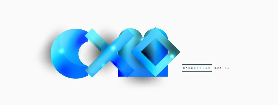 Minimal geometric abstract background. Primitive shapes composition backdrop Stock Illustration
