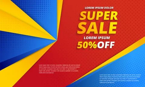 Minimal geometric abstract background. Super Sale banner. Bright design tex.. Stock Illustration