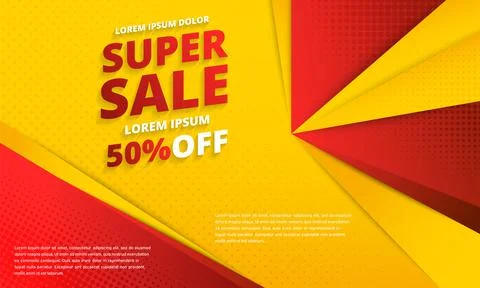 Minimal geometric abstract background. Super Sale banner. Bright design tex.. Stock Illustration
