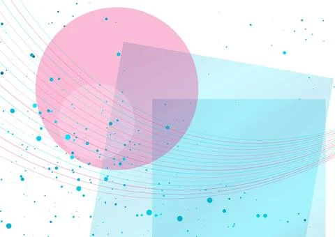 Minimal geometric abstract background with wavy lines and dots Stock Illustration