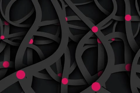 Minimal geometric abstract wave background. Wallpaper with smooth lines of black Stock Illustration