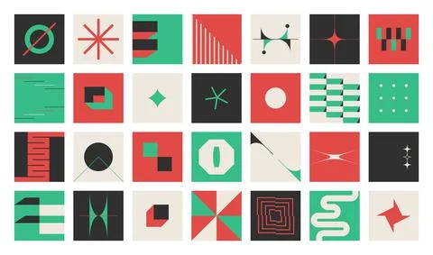 Minimal geometric background. Simple minimalist neo bold forms and figures Stock Illustration