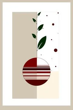 Minimal Geometric Botanical Abstract Wall Art Stock Illustration