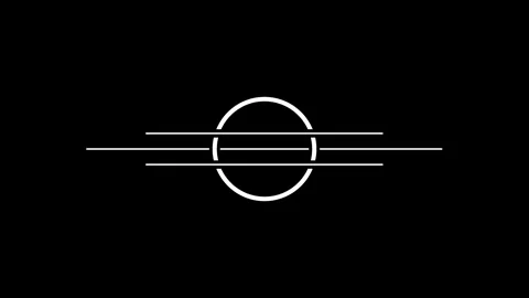 Minimal geometric circle and horizontal line animation on black background,.. Vidéo 341675683