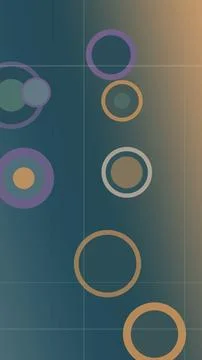 Minimal geometric circles overlay in teal, purple, and beige tones create a.. Stock Illustration