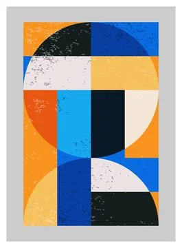 Minimal geometric design poster, vector template with primitive shapes Stock Illustration