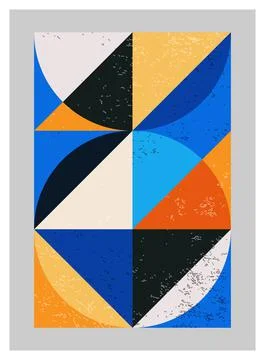 Minimal geometric design poster, vector template with primitive shapes Stock Illustration