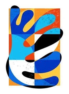 Minimal geometric design poster, vector template with primitive shapes Illustrazione stock